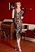 Metme Women's Flapper Dress 1920s V Neck Beaded Fringed Roaring 20s Sequins Dress Black Gold