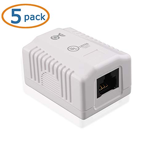 [UL Listed] Cable Matters (5 Pack) Cat6 RJ45 Surface Mount Box - 1 Port in White - //coolthings.us