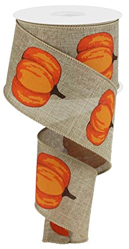 Autumn Pumpkins Wired Edge Ribbon, 2.5