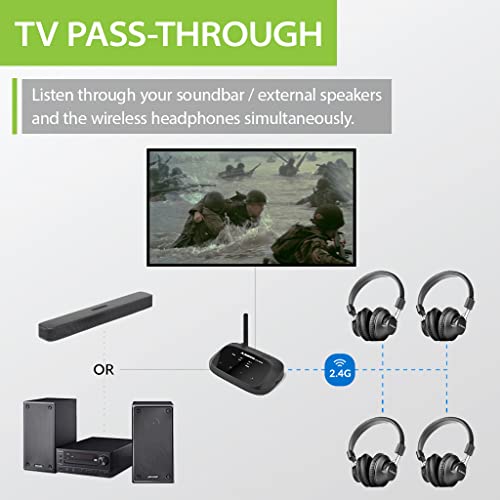 Avantree Quartet Multiple Wireless Headphones with one Transmitter, 4