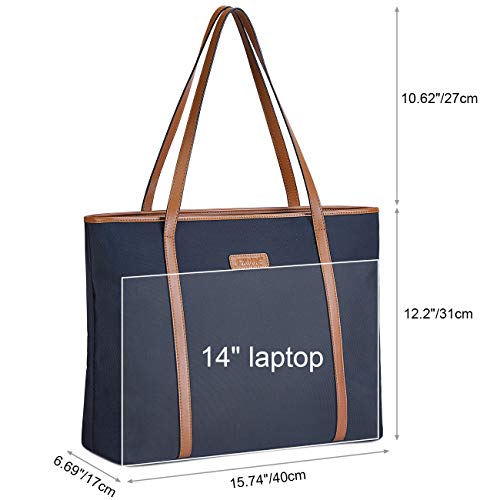 S-ZONE-Damen-Handtasche-156-Inch-Laptoptasche-Schultertasche-Wasserabweisende-Groe-Nylon-Arbeit-Shopper-Reise-Umhngetasche-mit-Rckseitiger-Reiverschlusstasche