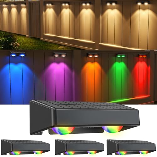 Quntis Luces Solares Exterior de Alta Calidad 4 unds RGBCW y Mayor Duración | 10-12 horas Ultralarga Duración de Batería Luces Solares Jardín, IP65 Impermeable Automatic On/Off Lamparas Solares Exterior
