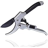 Garden Pruner 8" Professional SK-5 Steel Blade, Supad Anvil Sharp Garden Clipper with Safety Lock, Tree Trimmers Secateurs,Hand Pruner, Garden Shears,Clippers for the Garden (Silver)