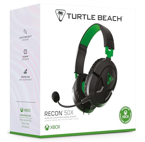 Turtle Beach Recon 50 Xbox Gaming Headset - Xbox Series X, Xbox Series S, Xbox One, PS5, PS4, PlayStation, Mobile & PC with 3.5mm - Removable Mic, 40mm Speakers
