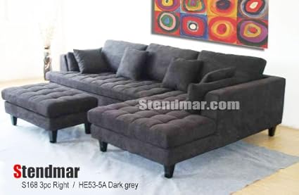 Amazon Com 3pc New Modern Dark Grey Microfiber Sectional Sofa