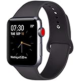 ATUP Sport Band Compatible with Apple Watch 38mm 40mm 42mm 44mm Women Men, Soft Silicone Replacement Bands for iWatch Apple Watch Series 4, Series 3, Series 2, Series 1 (Black, 42mm/44mm-M/L)
