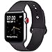 ATUP Compatible with for Apple Watch Replacement Band 38mm 40mm 42mm 44mm Women Men, Soft Silicone Band Compatible with for iWatch Series 4, 3, 2, 1 (Black, 42mm/44mm-M/L)
