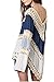 Ghope Women Crochet Bikini Blouse Boho Beach Knitted Top Cover-Up Swimsuit Tunic Blue