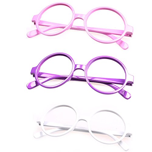 Set of 3 FancyG® Retro Geek Nerd Style Round Shape Glass Frame NO LENSES SET112