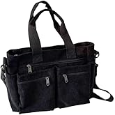 Corduroy Tote Bag for Women with Multiple Pockets Everyday Shoulder Bag Crossbody Bag for Work Travel Cute Handbag Purse