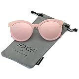 SojoS Round Sunlgasses for Women Fashion UV400 Protection Glasses SJ2034 With Pink Frame/Pink Mirrored Lens