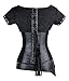 Charmian Women's Steampunk Steel Bone Black Lace Trim Overbust Corset with Jacket & Belt Black, Medium