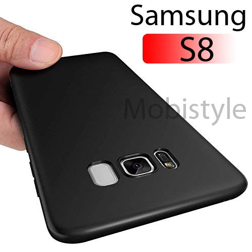 Mobistyle Soft Silicone Slim Matte TPU Shockproof Slim Back Cover Case for Samsung s8 (Black)