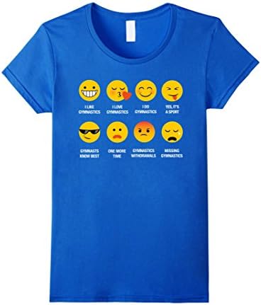 Womens I Love Gymnastics Gymnasts Emoji Emoticons Graphic T-Shirt Small Royal Blue