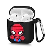 Pocoolo Airpods Case Airpods Accessories Protective Silicone Cover and Skin with Carabiner for Apple Airpods Charging Case (Spider Man)