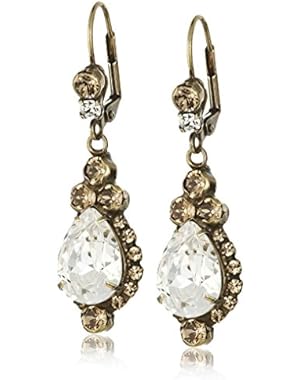 Ornate Teardrop Crystal Antique Drop Earrings