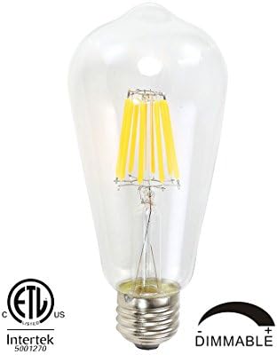 Led Edison Bulb 8W Dimmable Vintage Edison Style Light Bulb- Incandescent LED Bulb- E26 Base,ST21(ST64) Warm White (2700K-3200K)- Equivalent to 80w, CRI 80+, 680 Lumens,1 Pack- For Indoor Use