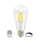 Led Edison Bulb 8W Dimmable Vintage Edison Style Light Bulb- Incandescent LED Bulb- E26 Base,ST21(ST64) Warm White (2700K-3200K)- Equivalent to 80w, CRI 80+, 680 Lumens,1 Pack- For Indoor Use