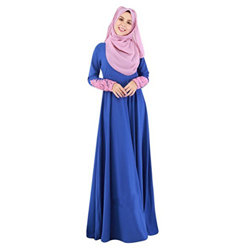 Froomer Women's Muslim Abaya Maxi Dress (Asian L, #Blue)