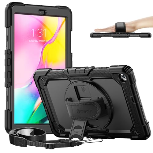 Timecity Hülle für Samsung Galaxy Tab A 10,1 2019 SM-T510 SM-T515 Anti-Fall mit Bildschirmschutz Handschlaufe und Schulterriemen, Drehbarer Ständer, B