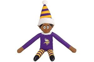 FOCO Minnesota Vikings Ebony NFL Bench Buddy Shelf Elf - Limited Edition NFL Team Christmas Elf - Plush Toy Travel Companion, Home or Tailgate