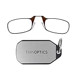 ThinOPTICS Keychain Reading Glasses, Brown Frame, 1.50 Strength