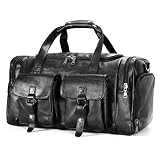 Zeroway Leather Travel Duffel Bag with Shoe Pouch, Carry on Bag Weekender Bag for Men Women