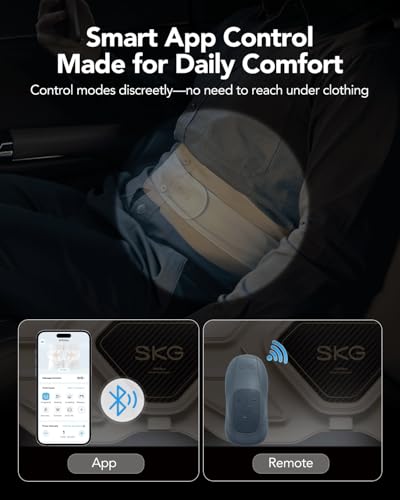 SKG W9 Ultra 2.0 Lower Back Massager for Strain Relief Deep Tissue FSA | HSA Adjustable Cordless Heating Pad Infrared Vibrating Back Massager with Titanium Massage Head