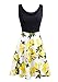 Womens Summer Casual Scoop Neck Lemon A Line Swing Casual Party Dress S