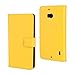 Lumia 930 Case, iCoverCase Genuine Leather Magnetic Flip [Card Slot] Wallet Cover Kickstand Case for Nokia Lumia 930 (Yellow)