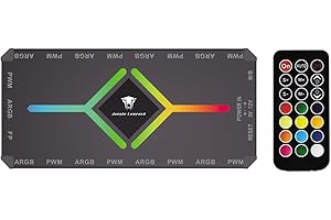 Jungle Leopard ARGB and PWM Black Fan Hub Controller, 1 to9 Ports for A-RGB &PWM Case Fan Hub with Controller and SATA Power 