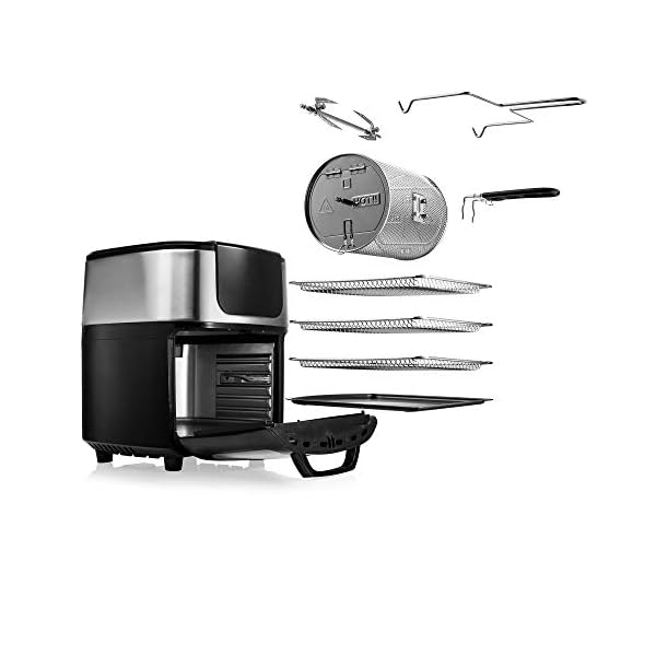 Princess-Air-Fryer-Oven-182075-1700-watt-11-Litre-10-Cook-Presets-Digital-Display-Accessories-exclusive Princess Air Fryer Oven Deluxe, 11 Litre, 1800 watt, 10 Cook Presets, Rotating Basket and Rotisserie Skewer, Digital…