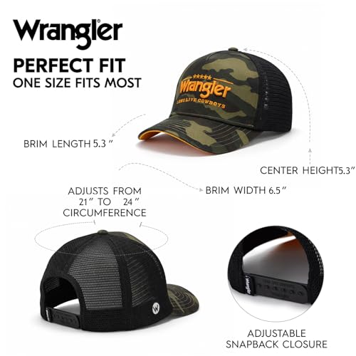 Montana West X Wrangler - Juego de 2 piezas de gorra de béisbol de malla transpirable estructurada con 7 paneles ajustables