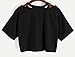 Abetteric Women's Rose Embroidery Short Sleeve T-Shirt Crop Tops Black Large