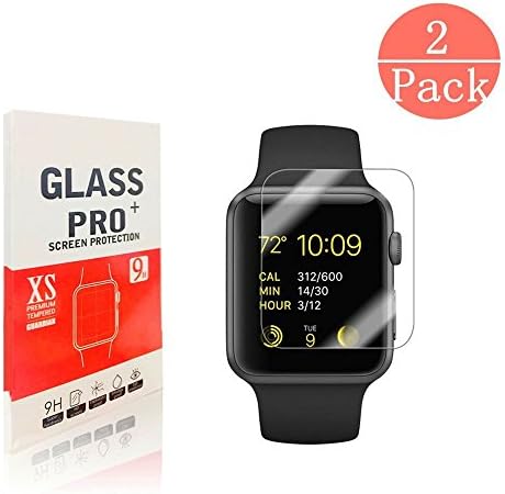 Apple Watch 42mm Smart Watch Tempered Glass Screen Protector,momoplas[9H Hardness][Anti-Scratch][Anti-Fingerprint][Bubble Free][Only Covers the Flat Area] for Apple Watch 42mm [2-Pack]