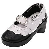 Jili Online 1 Pair Black PU Leather Lolita Strap Shoes Block Heel Mary Janes Shoes for 1/3 BJD SD AOD Dollfie Dolls