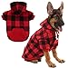 KOOLTAIL Plaid Dog Hoodie Pet Clothes Sweater with Hat and Pocket for Small Medium Large Size Dogs, Soft Winter Warm Dog Cold Weather Coat, Fleece Fall Dog Hooded Sweatshirt for Puppy Cats, Red M