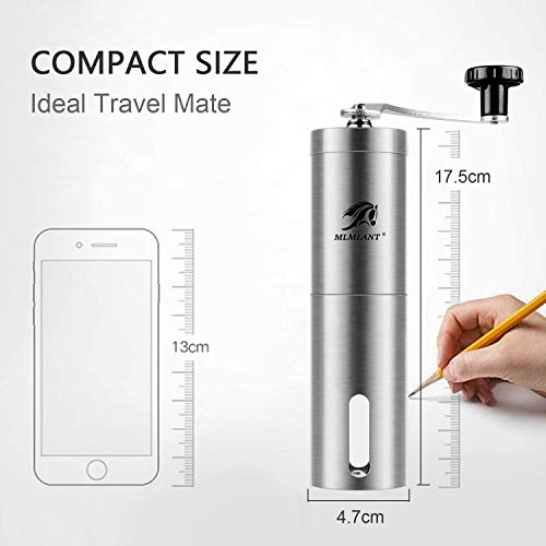 MLMLANT Handheld-Hand-Espresso-Kaffeemühle mit Kurbel, konischer Grat, Keramik, französische kompakte Mühle, Bohnen, Set… – Bild 3