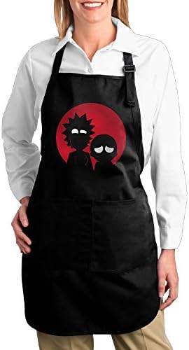 Rick And Morty Canvas Adjustable Bib Apron With 2 Pockets Black