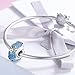 Murano Glass Beads Authentic 925 Sterling Silver Charms Core Faceted Christmas Snowflake Flower Star Glass Charms Bracelet for Women Pandora Bracelet (Blue Snowflakes Charm)