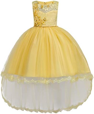 HUANQIUE Pageant Party Dresses Hi-Low Lace Flower Girl Dress 1-14 Years