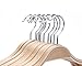 JS HANGER Lightweight Non Slip Wooden Hangers - 30 Pack Heavy Duty Wood Coat Hangers with Soft Stripes for Camisole, Jacket, Dress Clothes, Sweater, Natural Finish