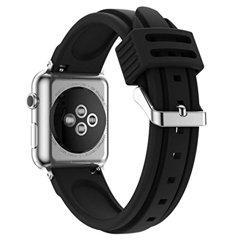 Alonea New Fashion Sports Silicone Bracelet Strap Band For Apple Watch Series 2/1 38mm/42mm (42mm, Black)