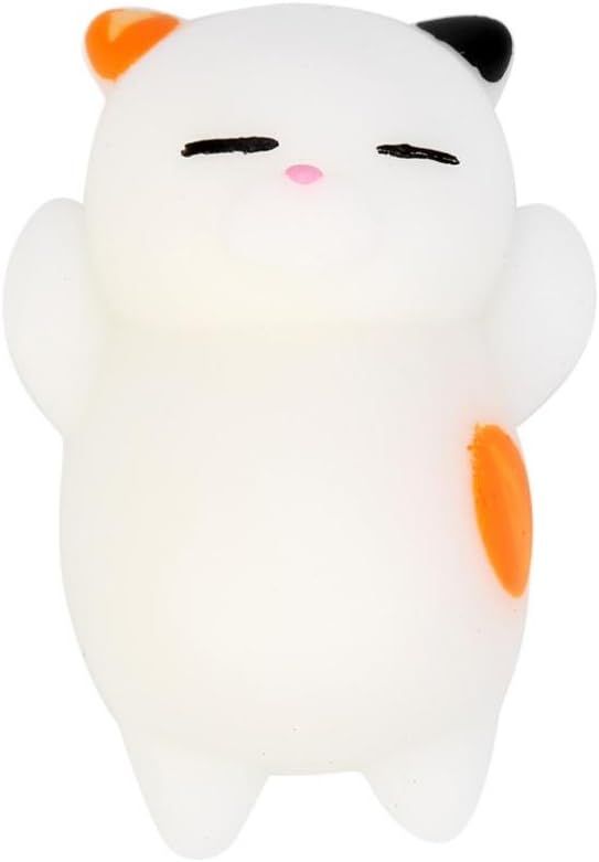 Toraway 1PC Cute Lovely Mochi Cat Squishy Squeeze Healing Fun Kids Kawaii Toy Stress Reliever Decor (White #3)