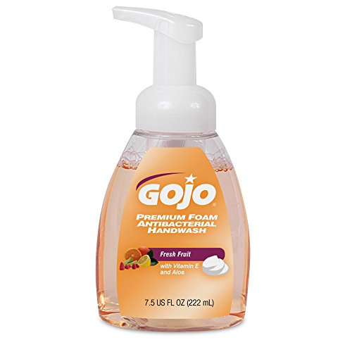 GOJO 571006CT Premium Foam Antibacterial Hand Wash, Fresh Fruit Scent, 7.5 oz Pump (Case of 6)