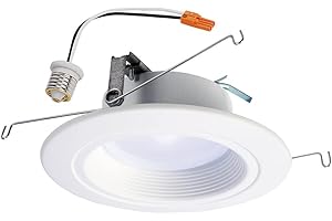 HALO RL Series 5/6 inch Recessed LED Light – Retrofit Ceiling & Shower Downlight, Baffle White Trim, Selectable CCT (2700K-5000K), 600 Lumens