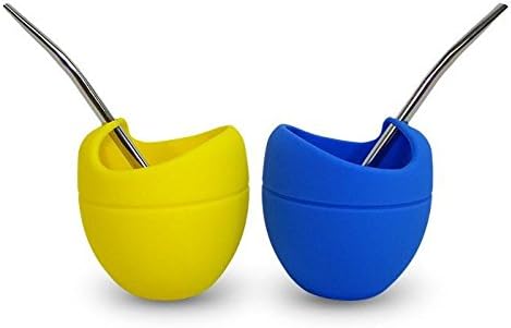 Kitchen Survival Yerba Mate Loose Leaf Tea Silicone Gourd and Stainless Steel Bombilla PAIR