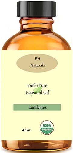 Eucalyptus Essential Oil 4oz Smithii Organic USDA Certified Organic essential oil congestion, headaches, symptoms of allergies. No chemicals, No toxins. Pure essential steam distilled