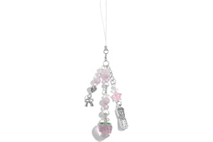 HOMVOG cioatu Cute Y2K Phone Charm Aesthetic Cellphone Chain Strap Lanyard For Phone Pink Strawberry Butterfly PhoneCharms for Bag Keychain Airpods Camera (Pink Strawberry)