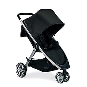 Britax B-Lively Lightweight Stroller, Raven – One Hand Fold, Large UV50+ Canopy, All Wheel Suspension